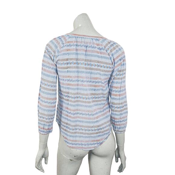 Roberta Roller Rabbit Women's V-neck Blouse Blue floral Stripe XS - Picture 4 of 5